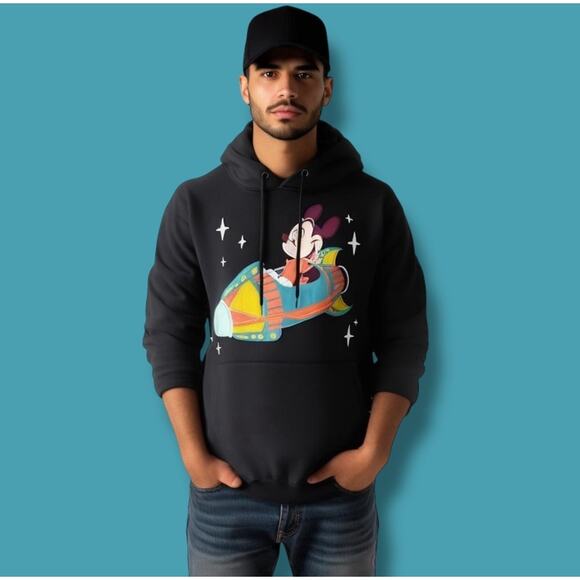 Disneyland Mickey Mouse Astro Orbiter Spirit Jersey Hoodie Mens Sz Medium - Picture 1 of 6